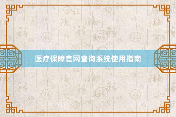 医疗保障官网查询系统使用指南